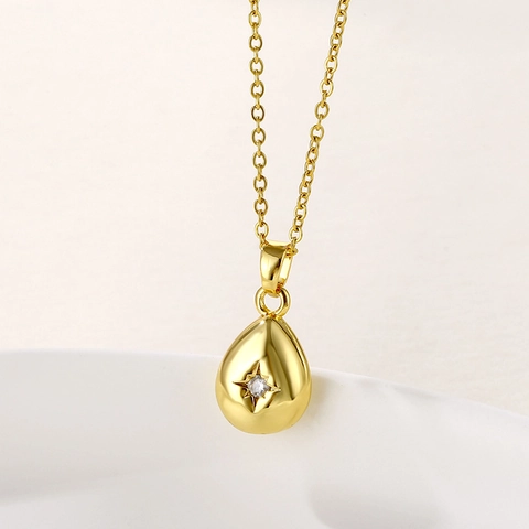 Roestvrijstalen Ketting Met Druppel Hanger Zirkoon Ster Minimalistische Sleutelbeen Ketting Sieraden Voor Dames Verguld