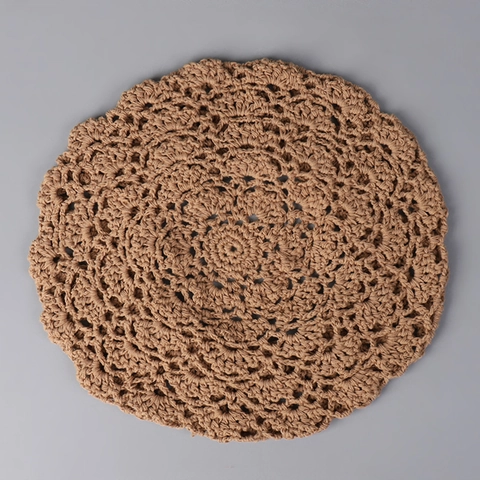 Crochet Beret Hat Handmade Cotton Yarn Hollow Out Breathable Japanese Vintage Style Artist Painter Cap For Women