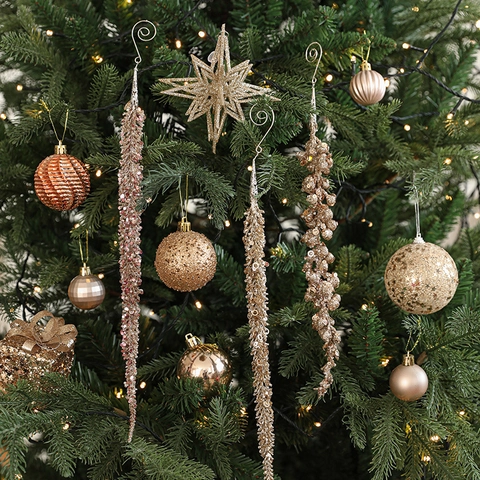 Adorno Colgante Para Árbol De Navidad Lentejuelas Brillantes Cuentas Icicle Tira Larga Decoración De Fiesta