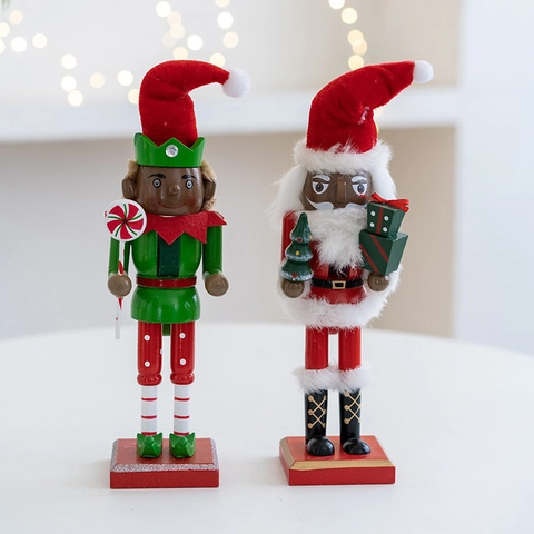 Schiaccianoci In Legno Soldato Ornamento Natale Babbo Natale Elfo Statuetta Per Scrivania Decorazione Festiva Vacanze