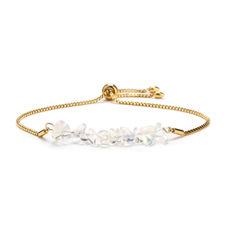 Bracciale Con Schegge Di Pietra Naturale E Catena Box In Acciaio Inossidabile Chiusura Bolo Regolabile Gioielli Moda Donna