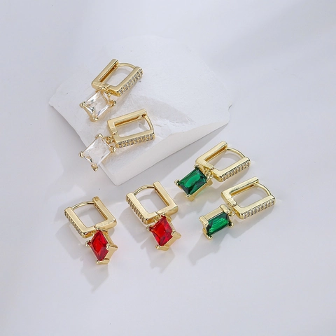 Orecchini A Cerchio Geometrici Con Pendenti In Zircone Rettangolari Rame Placcato Oro Gioielli Eleganti Da Donna