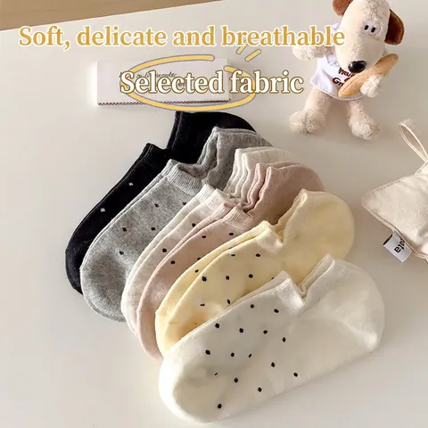 Calcetines Invisibles de Mota Dulces para Mujer Algodón Invisibles de Corte Bajo Antideslizantes Transpirables de Verano Casual