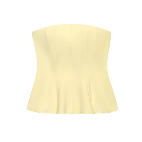 Women Peplum Tube Top Strapless Slim Fit Structural Stitching Polyester Solid Color Chic Fashion Top