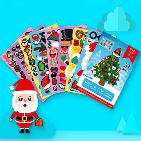 Adesivi Di Natale DIY Cartone Animato Babbo Natale Pupazzo Di Neve Renna Per Bambini Decorazione Della Festa Artigianato
