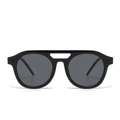 Lunettes De Soleil Rondes Surdimensionnées Rétro Unisexe Double Pont Protection UV400 Monture PC Verre AC Mode