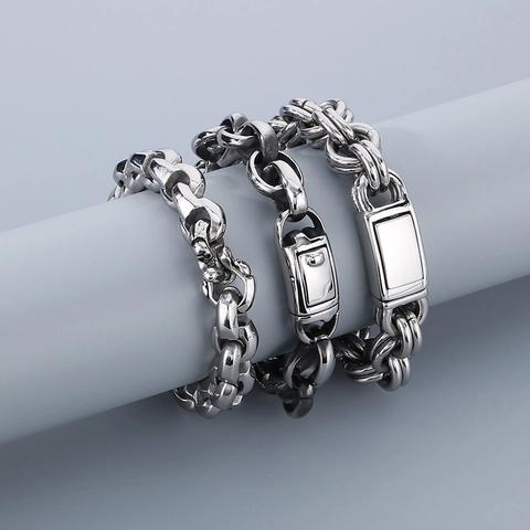 Herren Gliederkette Armband Titanstahl Edelstahl Hip Hop Punk Stil Minimalistisch Industrieller Schmuck Für Männer