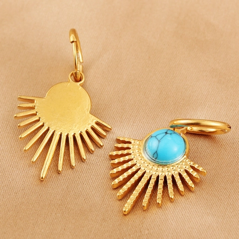 Roestvrijstalen Zonnestraal Oorbellen Turkoois Bohemian Sun Ray Stijl Vintage Sieraden Voor Dames