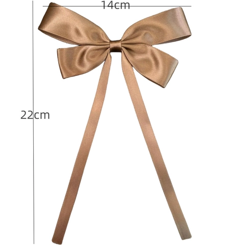 Satin Bow Hair Clip Large Long Ribbon Tail Alligator Pin Elegant Solid Color Headwear For Women Girls Handmade