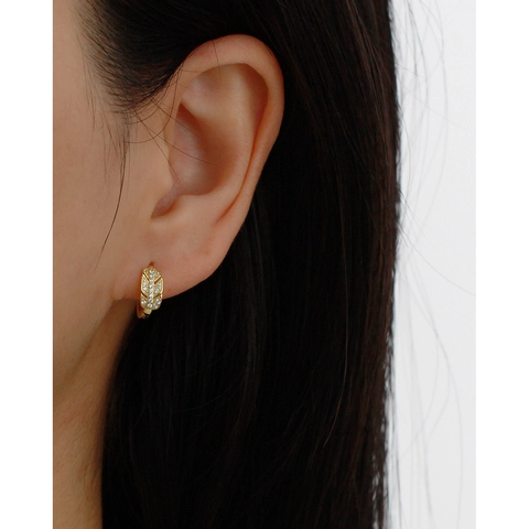 Blatt Ohrringe 925 Sterling Silber Zirkon Feder Hoop Ohr Schnalle Exquisite Mode Schmuck Geschenk Für Frauen