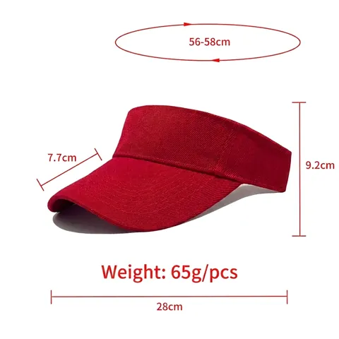 Chapeau Visière Solaire Réglable Coton Sergé Respirant Sport De Plein Air Course Tennis Golf Unisexe Uni