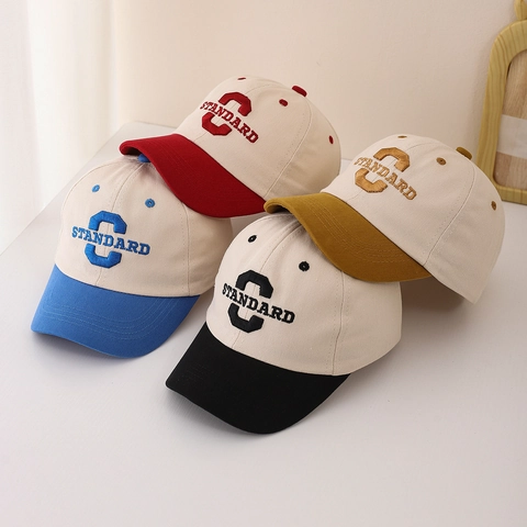 Gorra De Béisbol Para Niños Algodón Bloques De Color Bordado De Letras Ajustable Gorro De Sol Casual