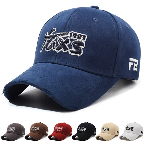 Casquette De Baseball Vintage Distressed Coton 1983 Broderie Visière Déchirée Ajustable Chapeau Soleil