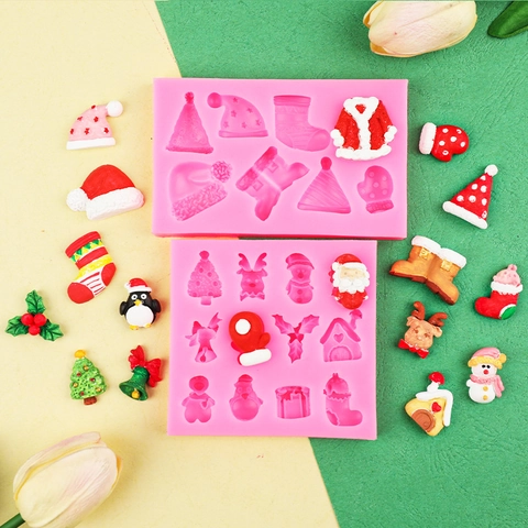 Christmas Silicone Mold Santa Tree Snowflake Reindeer Shape For DIY Fondant Chocolate Cake Decoration Epoxy Resin Craft