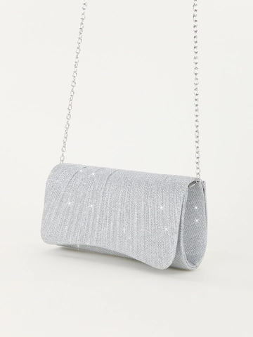 Evening Bag Glitter Pleated Clutch With Metal Chain Strap For Women Wedding Party