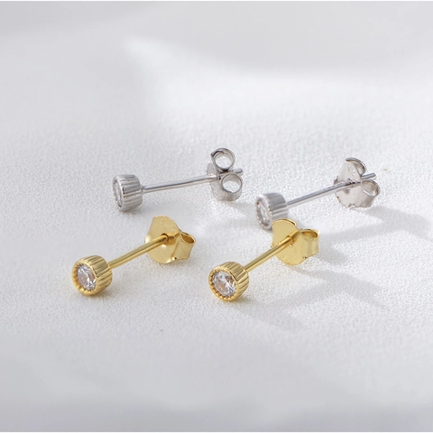 Runde Zirkonia-Ohrstecker Mit 925 Sterling Silber Ohrstecker Minimalistischer Geometrischer Schmuck Für Damen