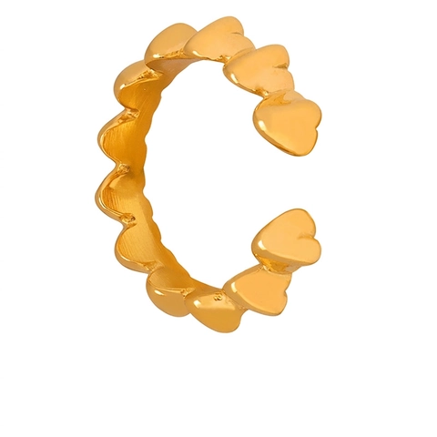 Interlocking Hearts Ring Titanium Steel Gold Plated Minimalist Stackable Jewelry For Women Fashion Accessory Elegant