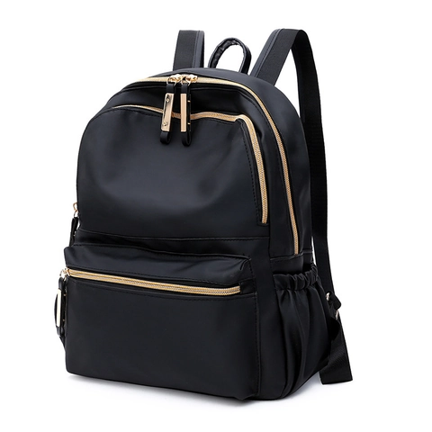 Mochila Para Mujer Impermeable Tela Oxford Moda Simple Gran Capacidad Viaje Escolar Cremalleras Doradas Antirrobo