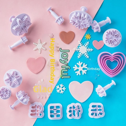 Cortador Galletas Plástico Copo Nieve Corazón Flor Molde Fondant Émbolo Herramienta Repostería Decoración Pasteles