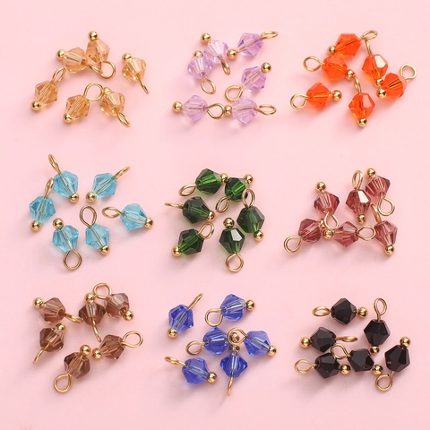 Faceted Crystal Glass Bead Charms Alloy Pendants For DIY Earring Necklace Bracelet Making Accessories Jewelry Components