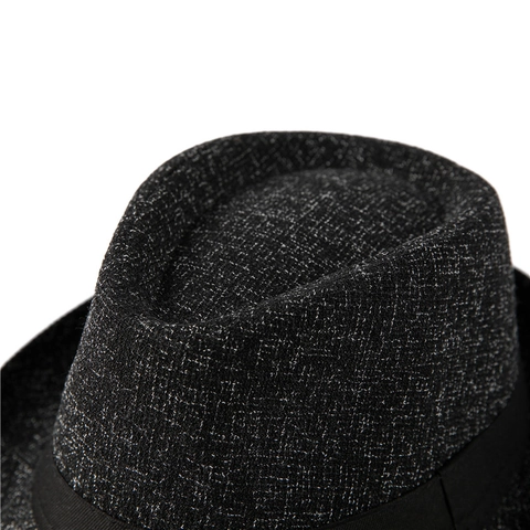 Vintage Men Fedora Hat Linen Breathable Wide Brim Jazz Hat With Ribbon Retro British Style For Gentleman