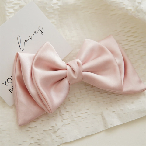 Grande Barrette À Cheveux Noeud En Satin Ruban Tissu Soyeux Style Princesse Accessoire Cheveux Pour Filles Femmes