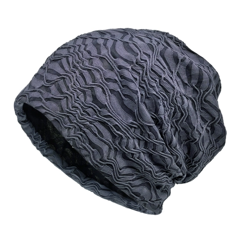 Gorro Beanie Slouchy Doble Capa Textura Plisada Color Sólido Suave Elástico Gorro Pullover Moda Casual
