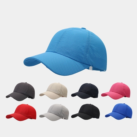 Quick Dry Baseball Cap Polyester Laser Cut Breathable Mesh Sun Protection Hat For Outdoor Sports Adjustable Unisex