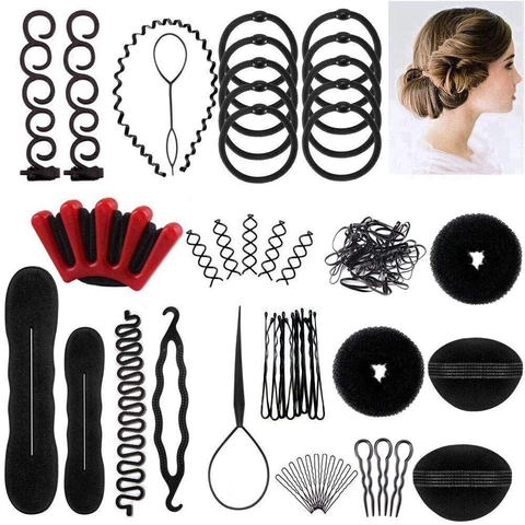 Haarstyling Tools Collectie Kunststof Nylon Spons Knot Maker Haarspelden Elastiekjes Vrouwen Meisjes DIY Kapsel