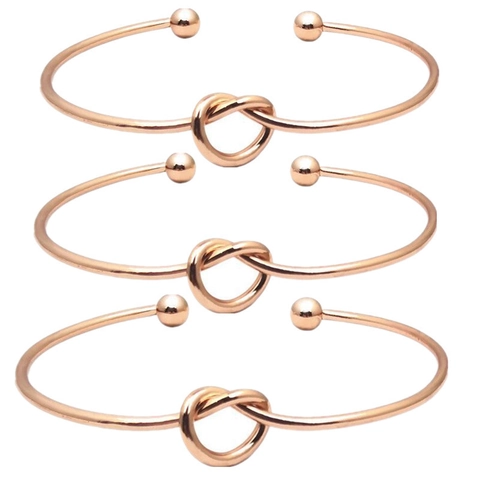 Knot Cuff Bracelet Minimalist Metal Open Bangle With Ball Ends Geometric Jewelry For Women Wedding Boho Style
