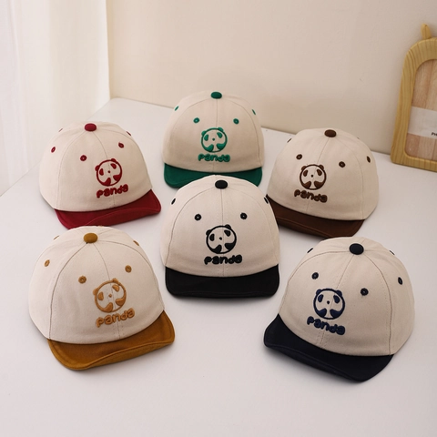 Berretto Da Baseball Per Neonati In Cotone Ricamo Panda Visiera Morbida Cappello Da Sole Regolabile