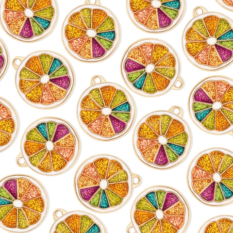 Emaille Frucht Scheibe Charms Legierung Bunte Zitrone Orange Anhänger Für DIY Schmuckherstellung Halsketten Armbänder