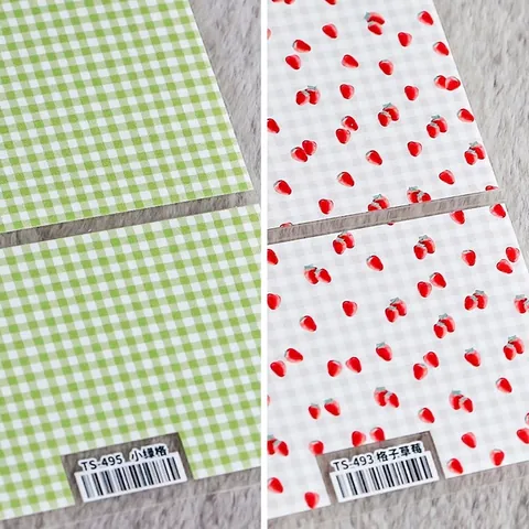 Pegatinas De Uñas 5D Adhesivas Cuadros Fresa Cereza Patrón De Frutas Ultra Delgado Gingham DIY Decoración De Manicura Para Mujeres