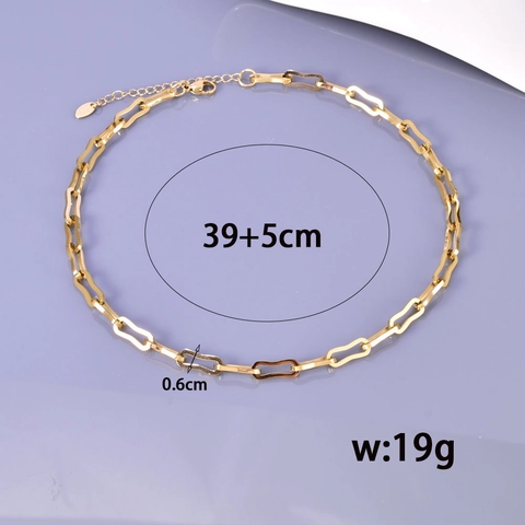 Geometric Rectangle Link Chain Necklace And Bracelet 18K Gold Plated Stainless Steel Minimalist Jewelry For Women
