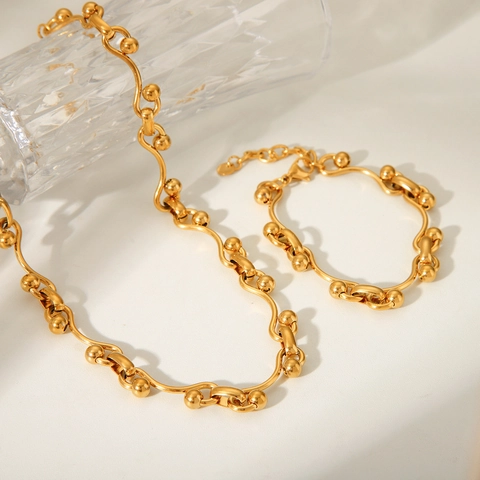 Collana E Bracciale In Acciaio Inossidabile Con Fibbia A Ferro Di Cavallo Catena U-Link Geometrica Moderna Gioielli Di Lusso Per Donne
