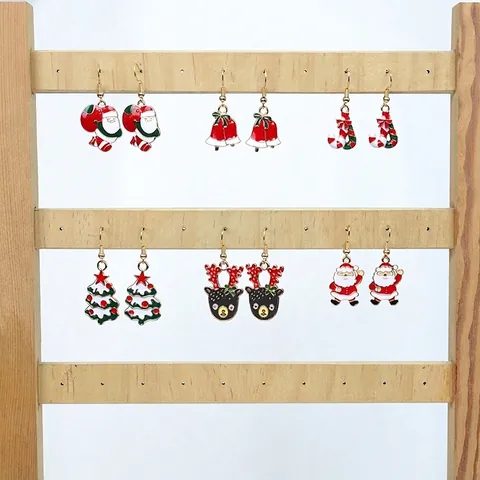 Weihnachts Emaille Ohrhaken Legierung Festlicher Weihnachtsmann Rentier Baum Glocke Feiertagsschmuck Geschenk Damen