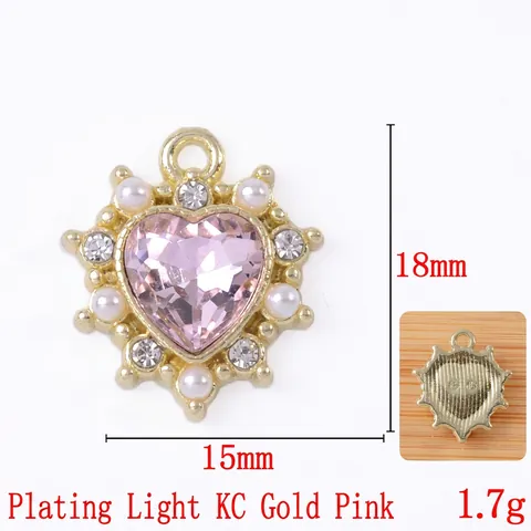 Heart Pendants Alloy Rhinestone Crystal Faux Artificial Pearl DIY Jewelry Making Baroque Vintage Multi Color Charm