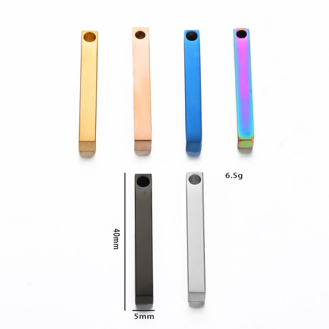 Stainless Steel Long Cuboid Bar Pendant For Necklace Jewelry Making DIY Polished Vertical Rectangle Strip Finding