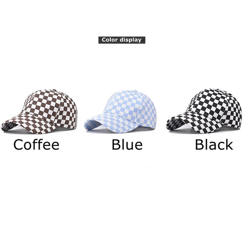 Berretto Da Baseball A Scacchi Puro Cotone Fantasia A Quadri Cappello Da Sole Regolabile Streetwear Retrò Uomo Donna