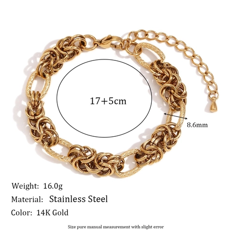 Gliederkettenarmband Edelstahl 14K Vergoldet Geknotet Hip Hop Geometrisch Schmuck Für Frauen Mädchen