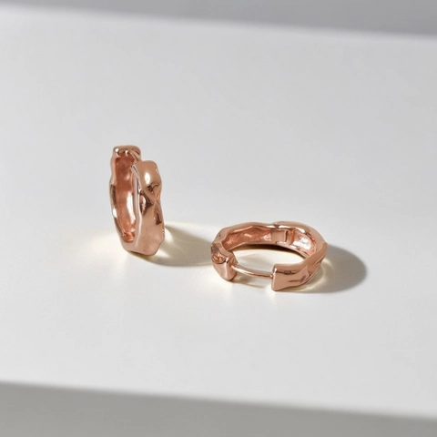 Pendientes de Aro de Plata de Ley S925 para Mujer Textura Irregular con Relieve Minimalista Hebilla de Oreja Retro Oro Rosa Joyería Geométrica