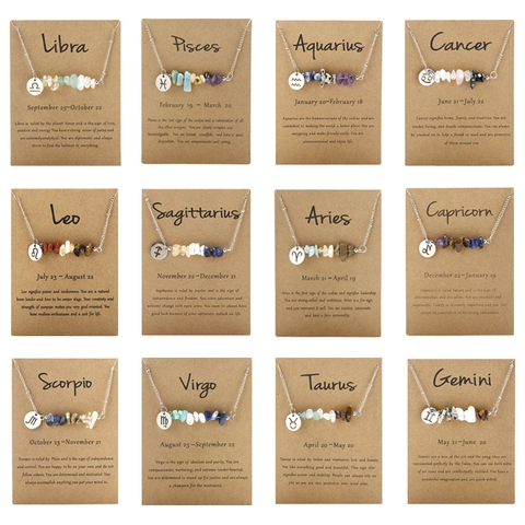 Edelstahl Naturstein Splitter 12 Sternzeichen Konstellation Runder Münzanhänger Halskette Für Damen Personalisiertes Geschenk Schmuck