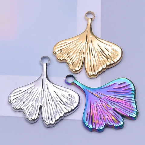 Collana con Ciondolo a Foglia di Ginkgo in Acciaio Inossidabile per Donna Gioielli Minimalisti a Foglia Fai da Te Oro Argento