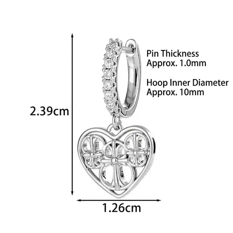 Vintage Herz Hohl Anhänger Ohrringe Mit Kreuzmustern Retro Kupfer Zirkon Besetzte Huggie Hoop Schmuck Für Frauen