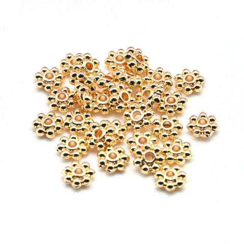 Perles D'Espacement Fleur En Alliage Plaqué Or 14K Forme De Flocon De Neige Perles Vrac Pour Fabrication Bijoux DIY