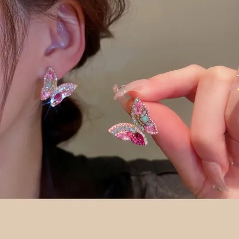 Pendientes De Mariposa Con Cristales Coloridos Y Poste De Plata De Ley 925 Estilo Bohemio Joyería De Moda Para Mujer