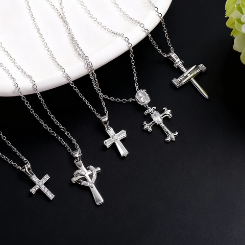 Collana Con Pendente A Croce Con Catena In Acciaio Inossidabile Rame Zircone Gioielli Di Moda Regalo Donna