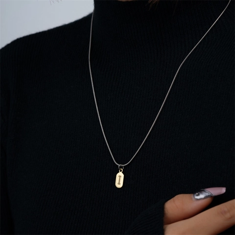 Edelstahl Schlangenkette Halskette Mit Vergoldetem Kupfer Buchstabenanhänger Zirkon Inlaid Minimalistischer Schmuck Für Damen