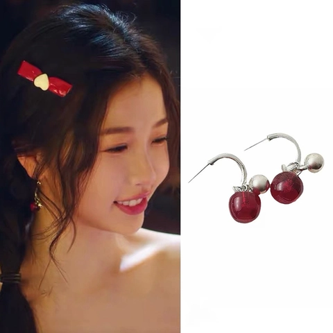 Pendientes Colgantes De Cereza Manzana Roja En Forma C Con Pasador De Plata De Ley 925 Para Mujer Moda Joyería