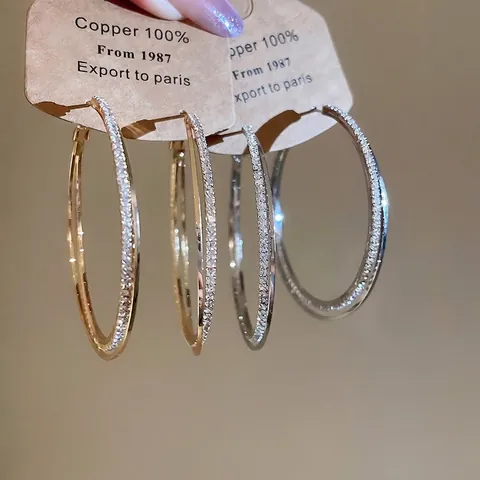 Paved Strass Doppelschicht Hoop Ohrringe Mode Eleganter Schmuck Für Damen Mit 925 Sterling Silber Ohrstecker